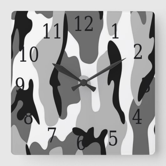Horloge grise blanche noire de carré de camouflage (Recto)
