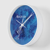 Horloge Guitare électrique Outline Blue Paint Splats (Angle)