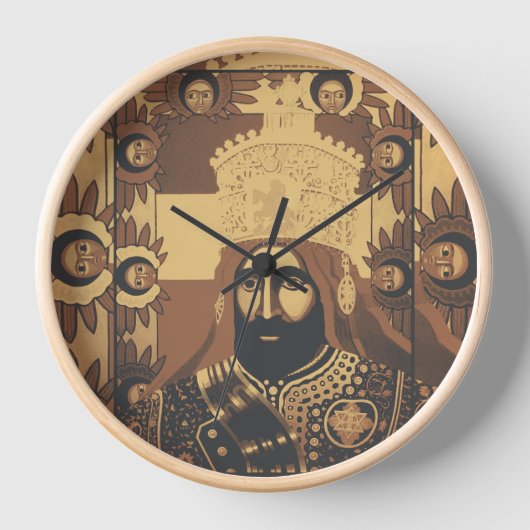 Horloge Haile Selassie Jah Rastafari Modern Art Clock (Recto)
