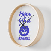 Horloge Halloween Citrouille bleu Autisim sensibilisation (Angle)