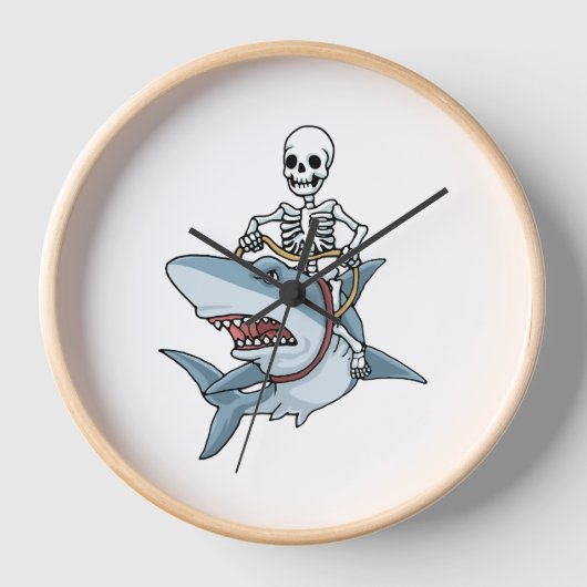 Horloge Halloween Skeleton Shark Funny Halloween Cadeau (Recto)