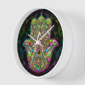 Horloge Hamsa Fatma Main Psychedelic Art (Angle)