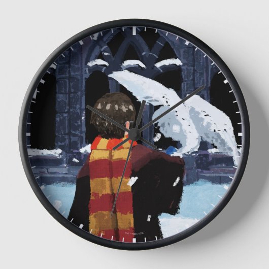 Horloge HARRY POTTER™ & Hedwig dans la neige (Recto)