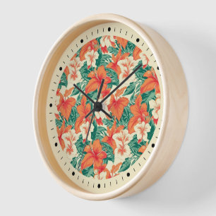 Horloge Hawaiian vibe coloré fleurs tropicales motif