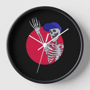 Horloge Hé les amis Squelette cool et drôle