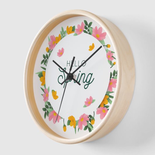 Horloge Hello Spring Floral Wreath (Angle)