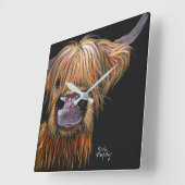 Horloge "Henry" de la vache Highland par Shirley M (Angle)