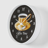 Horloge heure du café mignon ajouter du texte (Angle)