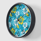 Horloge Hibiscus hawaïen bleu motif floral (Angle)