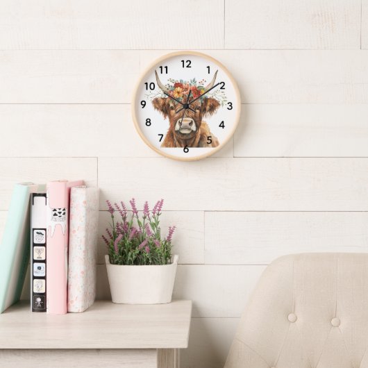 Horloge Highland Cow (Salle de lecture)