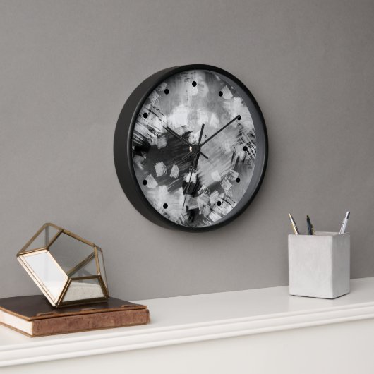 Horloge Hip moderne noir gris blanc Abstrait géométrique A (Bureau)