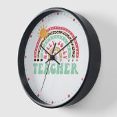 Horloge Holly Jolly enseignant Leopard Retro Rainbow ensei (Angle)
