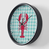 Horloge Homard sur En vichy bleu Cuisine (Angle)
