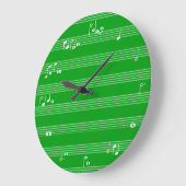 Horloge horaire de notation musicale - Vert et bla (Angle)
