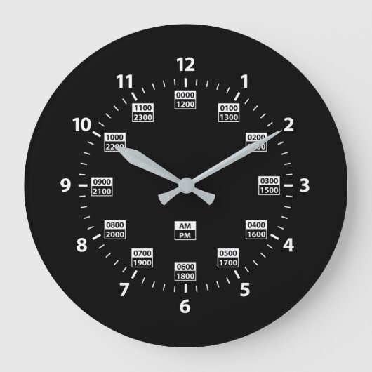 Horloge horaire de style militaire de 24 heures (Recto)