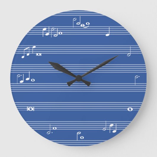 Horloge horaire des notes de musique - Bleu et bla (Recto)