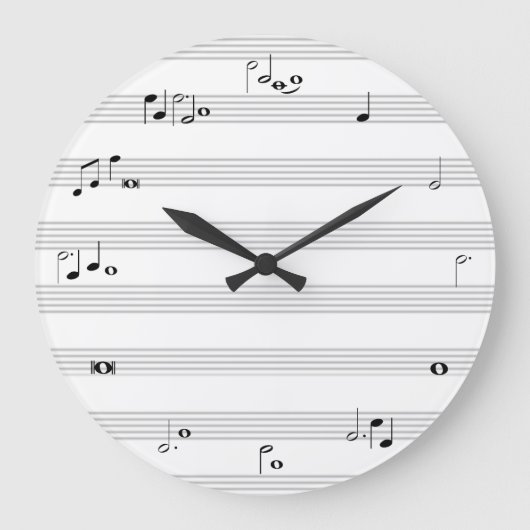Horloge horaire des notes de musique - noir et bla (Recto)