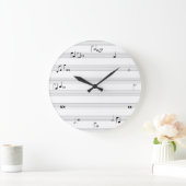 Horloge horaire des notes de musique - noir et bla (Maison)