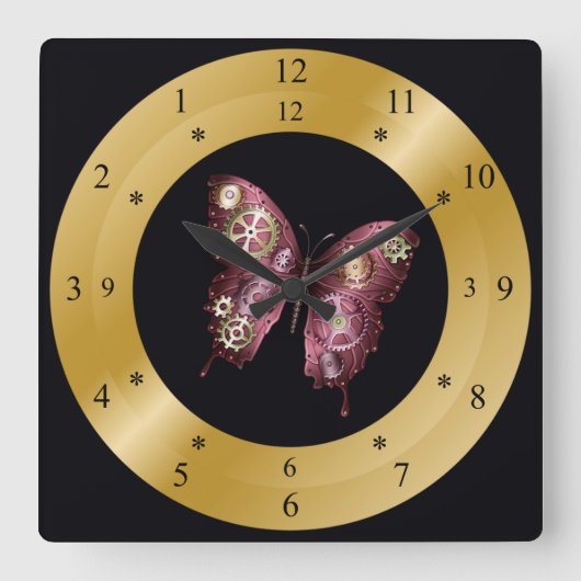 Horloge horaire ~ Steampunk~ Butterfly~ Gears ~ (Recto)