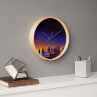 "Horloge murale Cosmic Cityscape - Skyli nocturne 