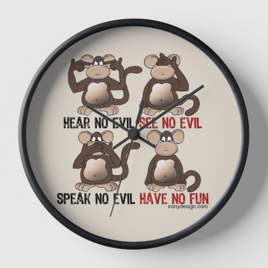 Horloge Humour Wise Monkeys (Recto)
