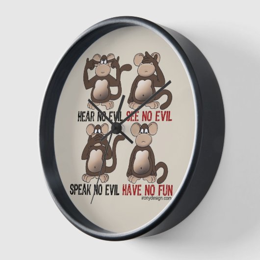 Horloge Humour Wise Monkeys (Angle)