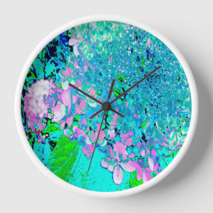 Horloge Hydrangea Limelight Rose Et Bleu Élégant