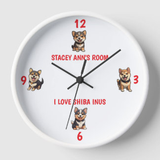 Horloge I Love Shiba Inus mignon nom Mur