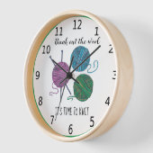 Horloge Il est temps de tricoter - frontière verte - perso (Angle)