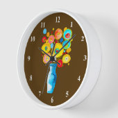 Horloge Illustration d'art des fleurs vibrantes (Angle)