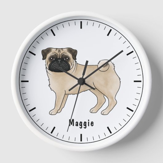 Horloge Illustration de dessin animé de chien de Carlin av (Recto)