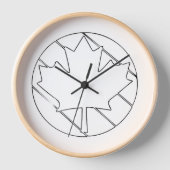 Horloge Illustration de la ligne Feuille d'érable canadien (Recto)