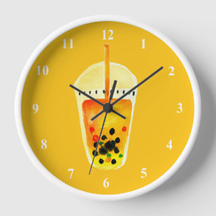 Horloge Illustration de l'art du thé Boba Bubble