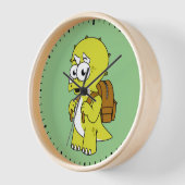 Horloge Illustration De Tricératops Avec Sac À Dos. (Angle)