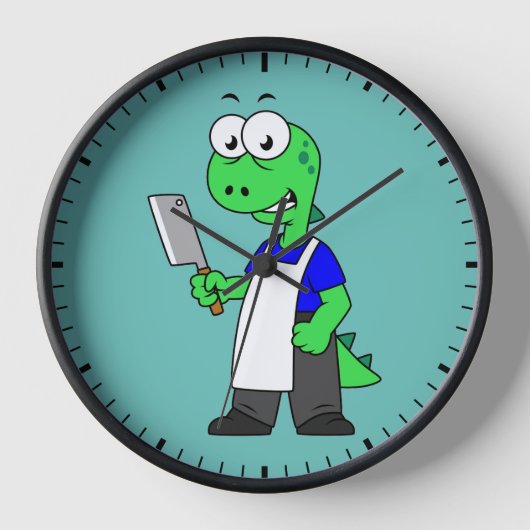 Horloge Illustration D'Un Boucher Rex Tyrannosaurus. (Recto)