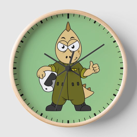 Horloge Illustration D'Un Pilote À Jet Allosaurus. (Recto)