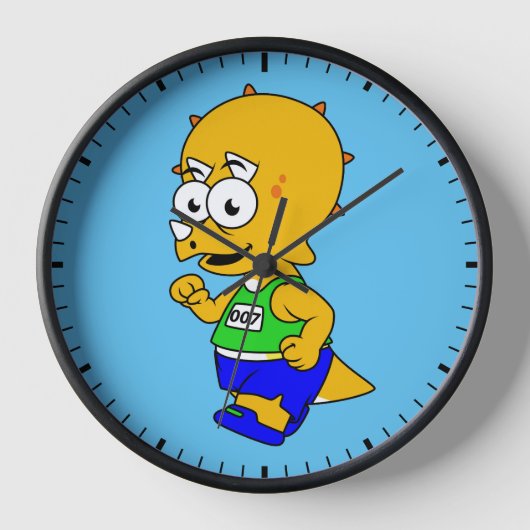 Horloge Illustration D'Un Tricératops Runner. (Recto)
