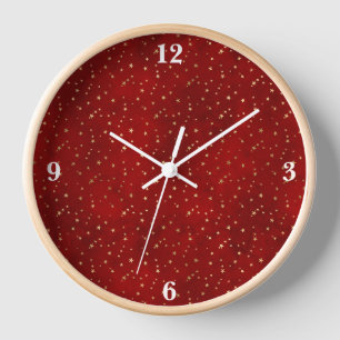 Horloge Illustration Étoile Dorée Nuit Cramoisi