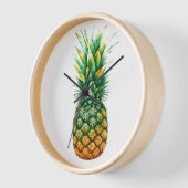 Horloge Impression de l'horloge-ananas en bois (Angle)