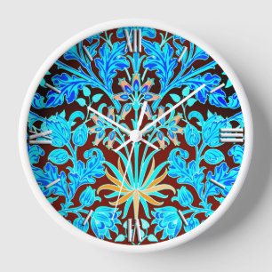 Horloge Impression d'hyacinthe de William Morris, aigue-ma