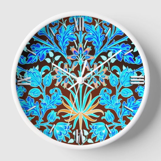 Horloge Impression d'hyacinthe de William Morris, aigue-ma (Recto)
