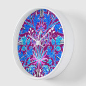Horloge Impression d'hyacinthe de William Morris, aqua et (Angle)