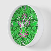 Horloge Impression d'hyacinthe de William Morris Lime & Em (Angle)