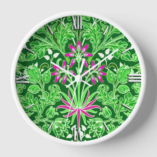 Horloge Impression d'hyacinthe de William Morris Lime & Em (Recto)