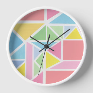 Horloge Impression géométrique Spring Pastels