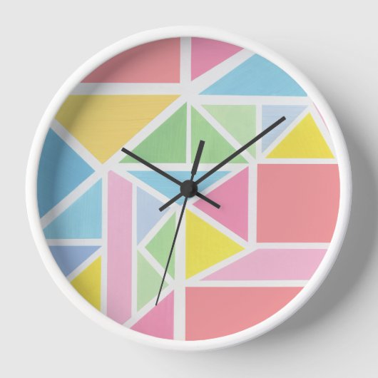 Horloge Impression géométrique Spring Pastels (Recto)