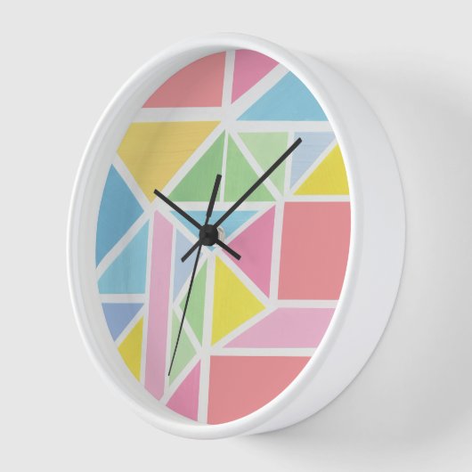 Horloge Impression géométrique Spring Pastels (Angle)