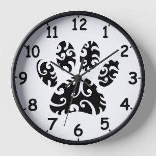 Horloge Impression Tribale de tatouage de chien