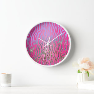 Horloge Imprimé Tigre Rose Pailleté Demi