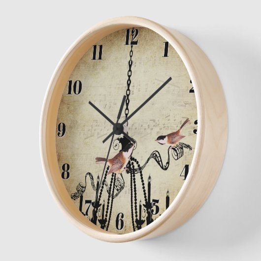 Horloge Inséparable du petit lustre de chickadee (Angle)